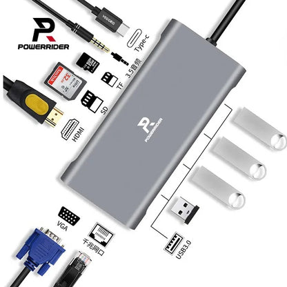 【PowerRider】11合1 Type-C PD充電傳輸HUB集線器