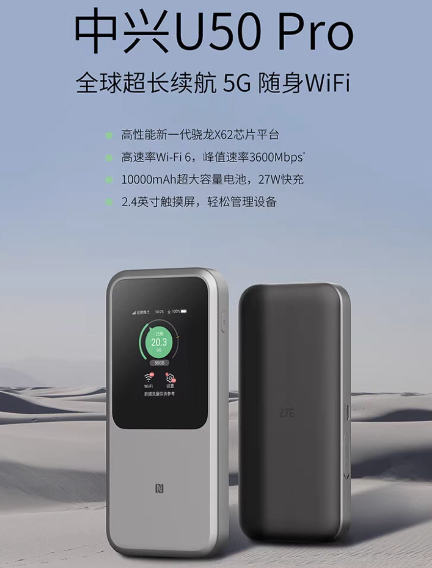 【ZTE】5G隨身WiFi6 Pro Max (MU5120)