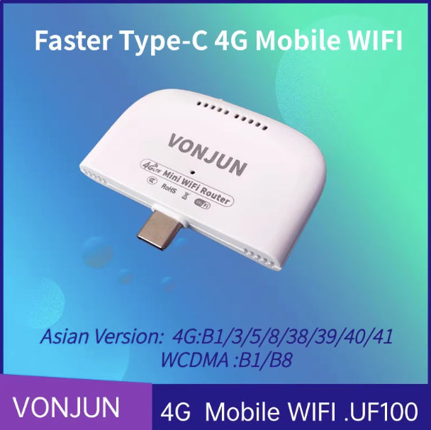 【VONJUN】卡片型 4G 隨身路由器 (WiFi/Type-C雙連線模式)