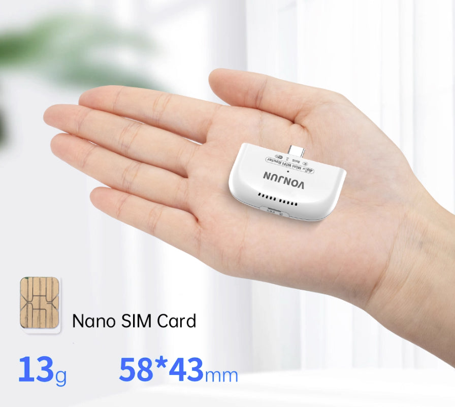 【VONJUN】卡片型 4G 隨身路由器 (WiFi/Type-C雙連線模式)