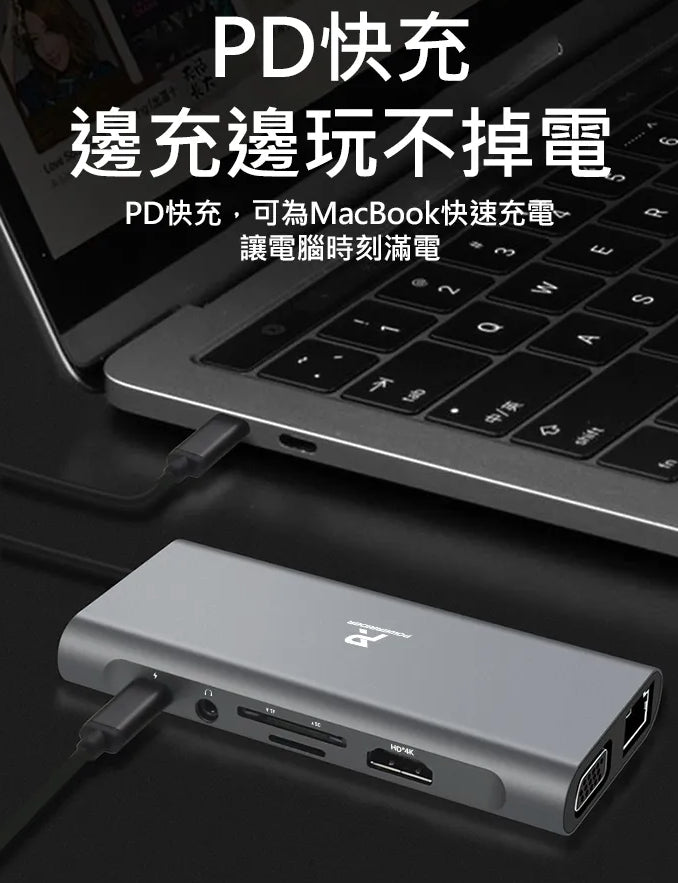 【PowerRider】11合1 Type-C PD充電傳輸HUB集線器