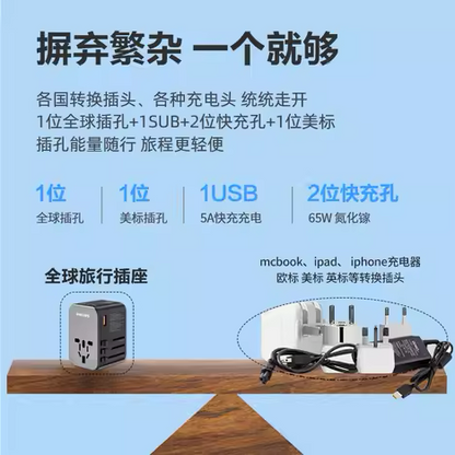 【PHILIPS飛利浦】全球通GAN 65w快充國際轉換插座