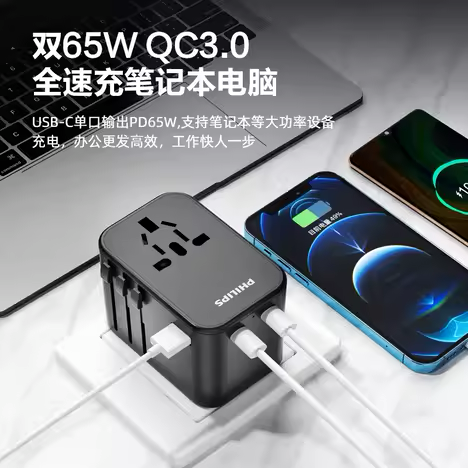 【PHILIPS飛利浦】全球通GAN 65w快充國際轉換插座