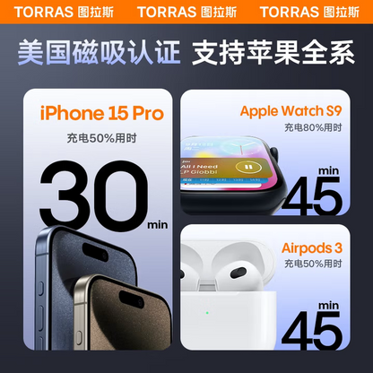 【TORRAS圖拉斯】小雲團製冷磁吸無線快充充電器